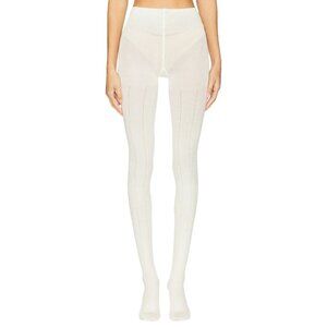 FALKE Needlepoint Tights in Off White Small Womens Knit Nylons Pantyhose